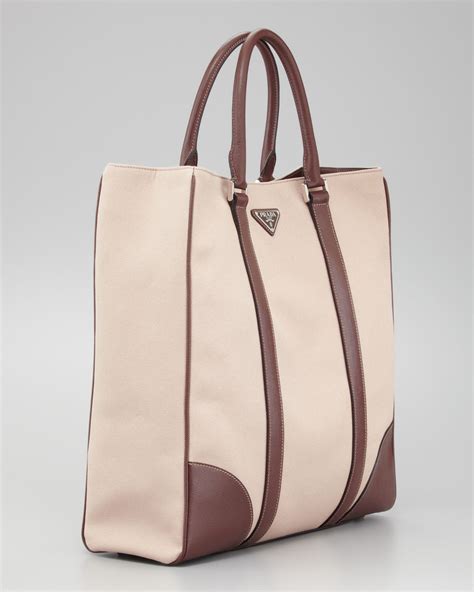 prada canvas leather tote|Prada canvas tote bag.